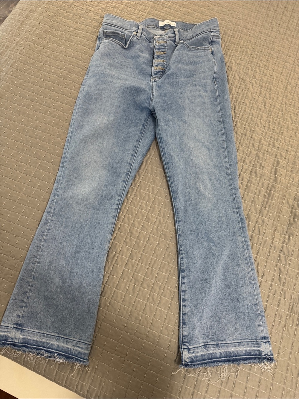 LOFT Light Blue High-Rise Button-Fly Flare Jeans